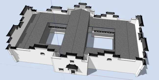 SketchUp Villa Model: Classical Huizhou-Style Residential Design