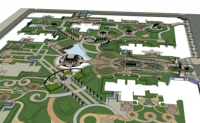 Sketchup Landscape Model | Community Landscape, Residential Landscape, Classical Style