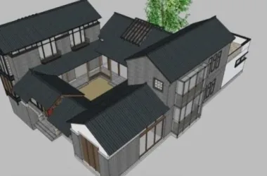 SketchUp Villa Model: Traditional Chinese Stacked Design-BIM WORLD