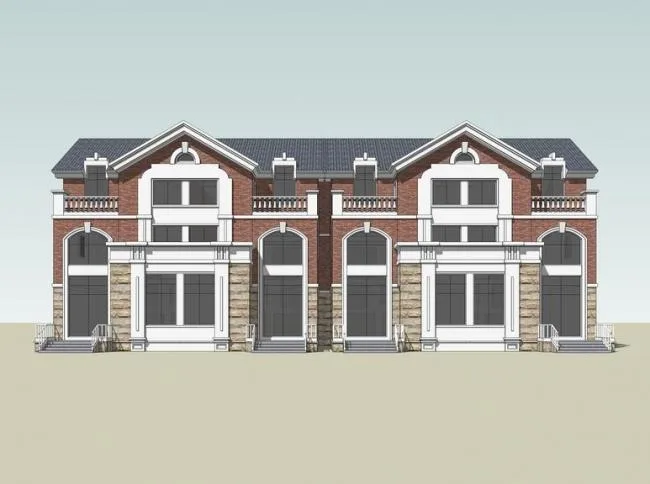 Sketchup Villa Model | Row Villa, British Classical Style