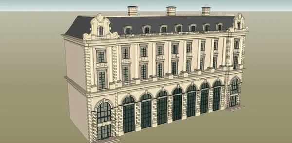 Sketchup Residential Model | Multi story Residence, Classical Style, French Style