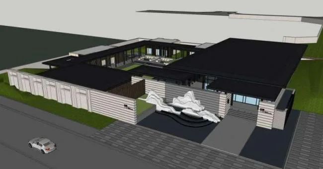 SketchUp Residential Model: Modern Low-Rise Sales Office and Commercial Building