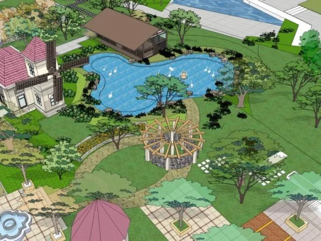 Sketchup Landscape Model | Park Landscape, Modern Style