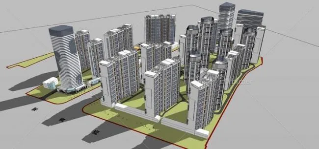 Sketchup Planning Model | High rise Residential Community Planning, Modern Style
