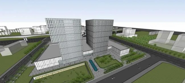 Sketchup Office Model | High rise office building, hotel, modern style, ground floor commercial, commercial podium
