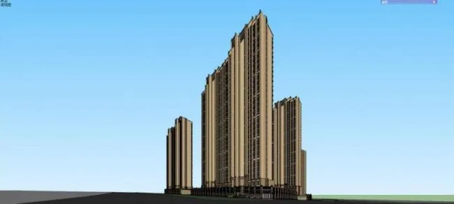 Sketchup Residential Model | Super high-rise residential, ground floor commercial, neoclassical style