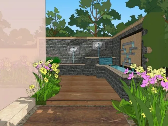Sketchup Landscape Model | Villa Courtyard Landscape, Courtyard Landscape, Modern Style