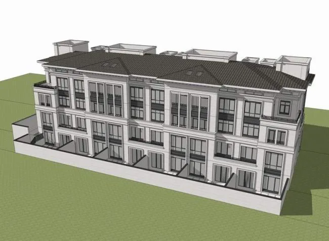Sketchup Villa Model | Stacked Villa, Row Villa, Simplified European Style