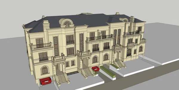 Sketchup Villa Model | Twin Villa, Classical Style