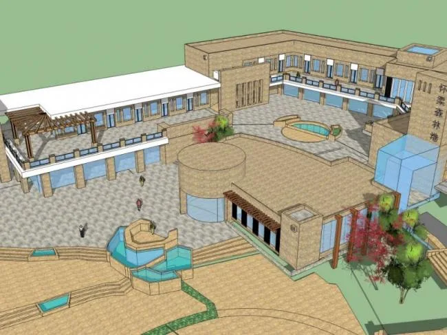 SketchUp Business Model: Modern Multi-Story Commercial Club Design