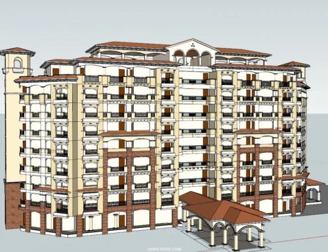 Sketchup Hotel Model | Multi story Resort Hotel, Tuscan Style, Classical Style