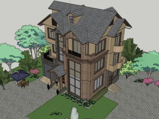 Sketchup Villa Model | Stacked Villa, Classical Style