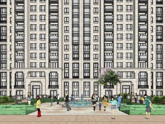 Sketchup Residential Model | High rise Residential Buildings, Classical Style