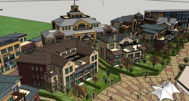 Sketchup Residential Model | Multi story Residential Commercial Building, European French English Tuscan Prairie West, Classical Style