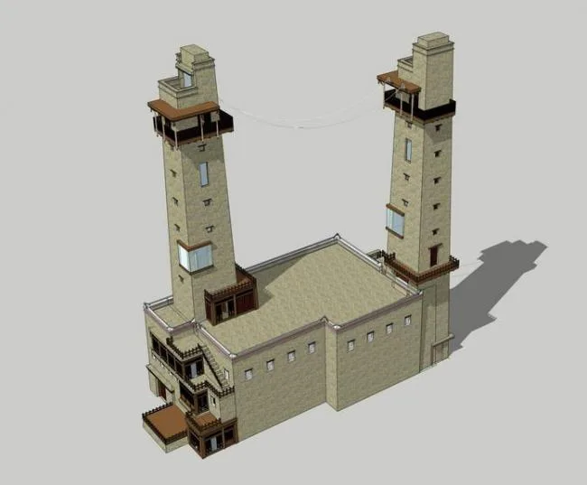 Sketchup Ancient Architecture Model | Xizang style architecture, ancient architecture