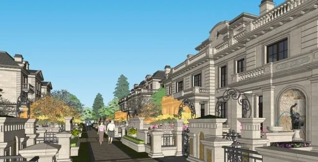 Sketchup Villa Model | Row Villa, French Classical Style