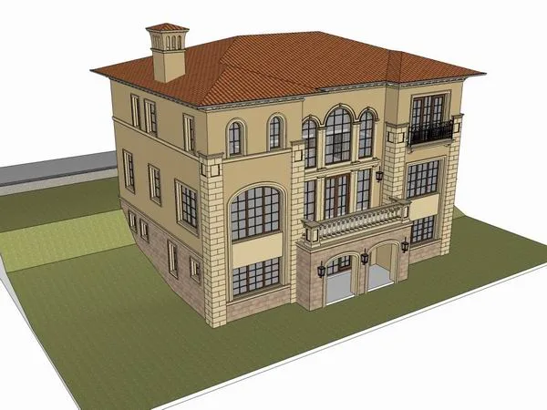 Sketchup Villa Model | Single Family Villa, Classical Style