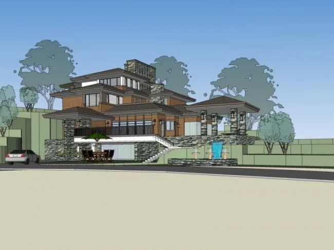Sketchup Villa Model | Stacked Villa, Modern Style