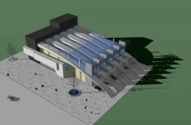 Modern Multi-Story Exhibition Center with Sports View | SketchUp Cultural Architecture Model-BIM WORLD