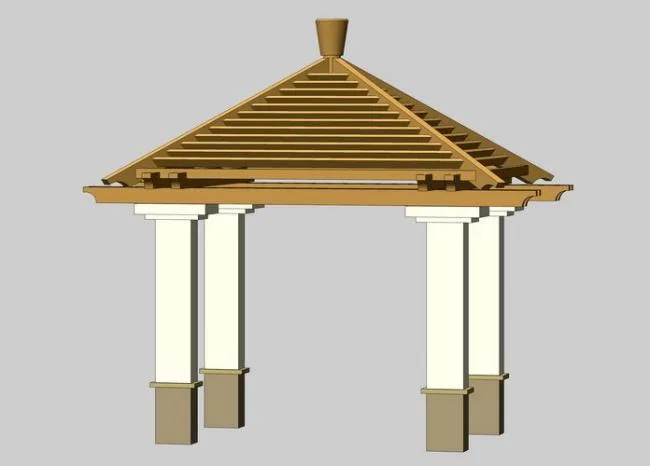 SketchUp Model: European Classical Style Landscape Pavilion Design