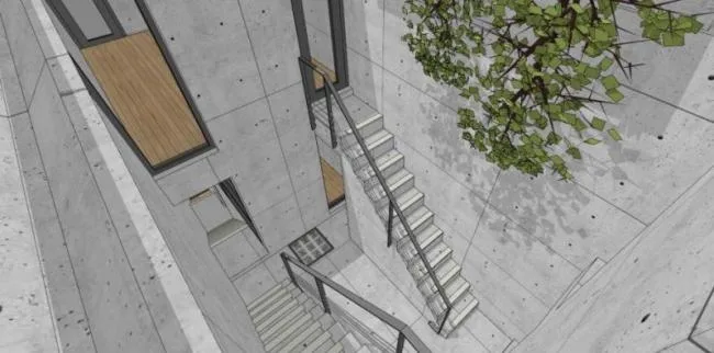 Sketchup Residential Model | Multi story Residence, Modern Style, Tadao Ando