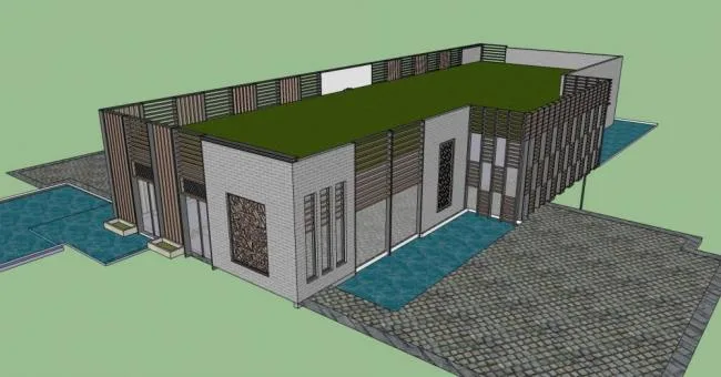 Sketchup Business Model | Commercial Building, Single Story, Chinese Style