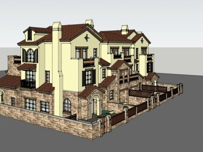 Sketchup Villa Model | Townhouse, Classical Style