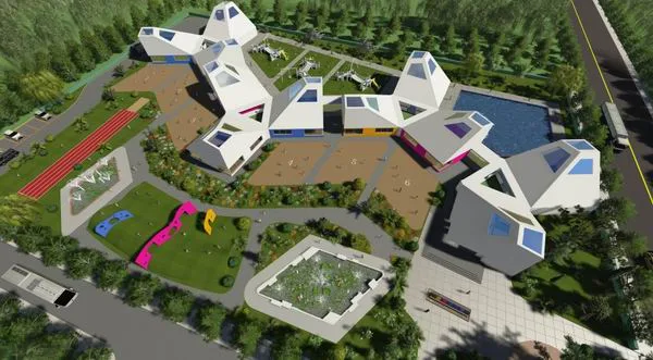 Sketchup School Model | Multi story Kindergarten School, Campus Educational Architecture, Modern Style