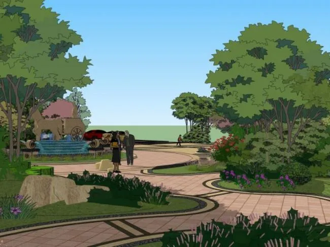 Sketchup Landscape Model | Community Landscape, Residential Landscape, Classical Style