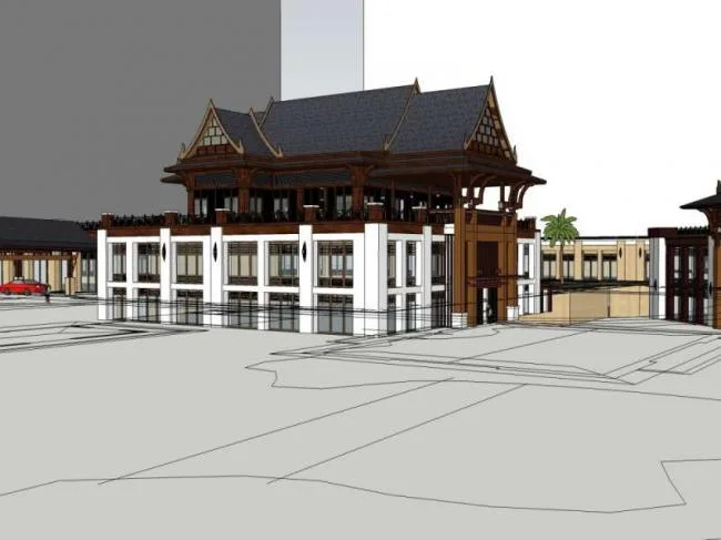 Sketchup Hotel Model | Multi story Resort Hotel, Chinese Style
