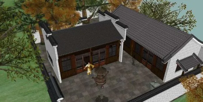 Sketchup Villa Model | Residential Villa Courtyard, Chinese Style