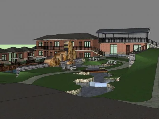 Sketchup Landscape Model | Mountain Villa Landscape, New Chinese Style