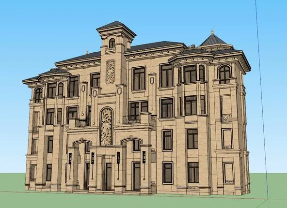 Sketchup Residential Model | Multi story Residence, Classical Style