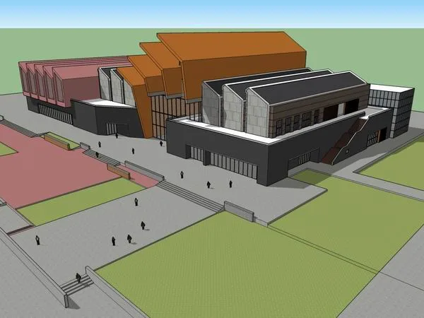 SketchUp Cultural Model: Modern Multi-Story Museum Architecture