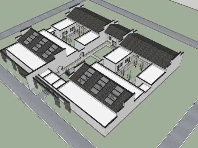Sketchup Residential Model | Courtyard, Modern Chinese Style