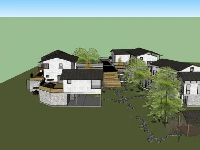 Sketchup Residential Model | Multi story Farmhouse Homestay, Chinese Style