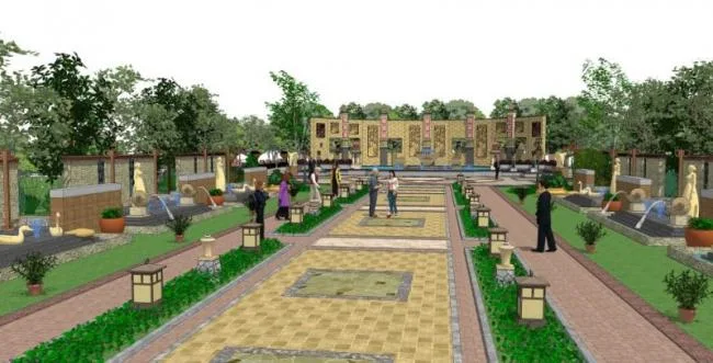 Sketchup Landscape Model | Square Landscape, Classical Style
