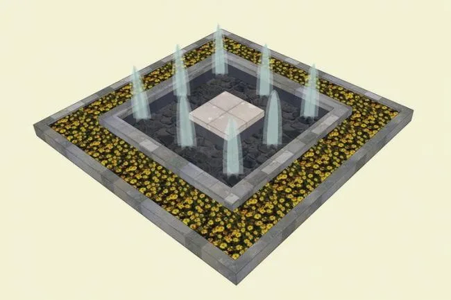 SketchUp Material Model: Water Fountain Landscape Components