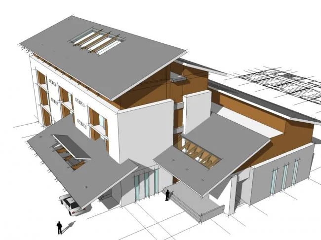 Sketchup Hospital Model | Multi tier Dujiangyan Irrigation Project Hospital, medical, modern Chinese style