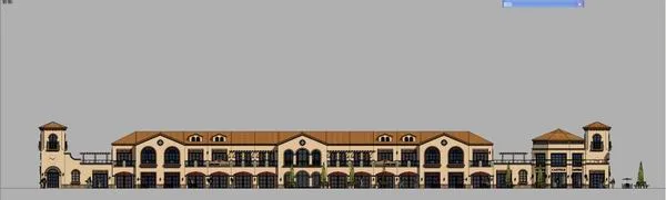 SketchUp Business Model: Multi-Story Commercial Street in Spanish Classical Style-BIM WORLD