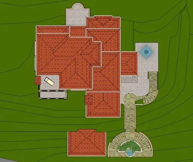 Sketchup Villa Model | Terrace Villa, Stacked Mountain Villa, Classical Style
