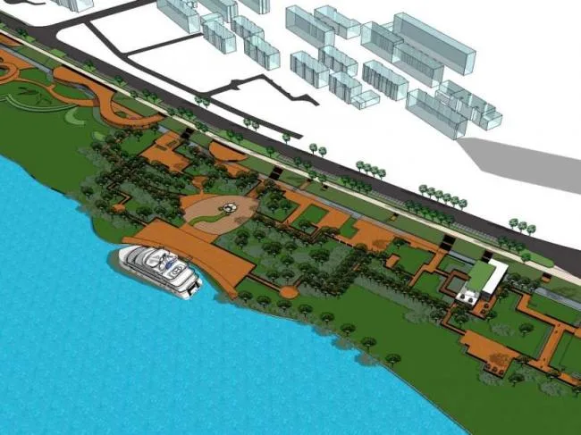 Sketchup Landscape Model | Pier Landscape, Waterfront Landscape, Modern Style