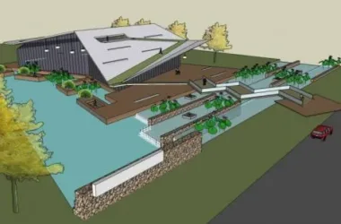 SketchUp Business Model: Modern Multi-Story Riverside Clubhouse and Commercial Building-BIM WORLD