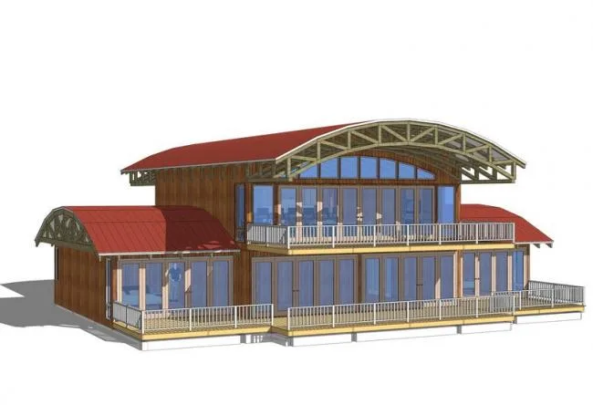 Sketchup Villa Model | Wooden Villa, Arched Wood