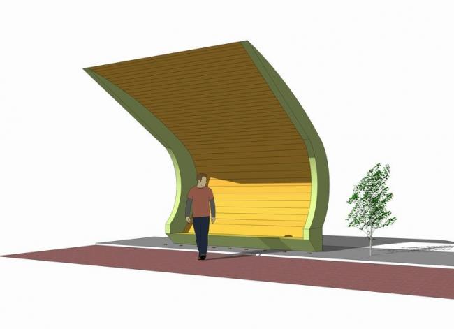SketchUp Material Models: Bus Stop, Shelter, and Station Sign