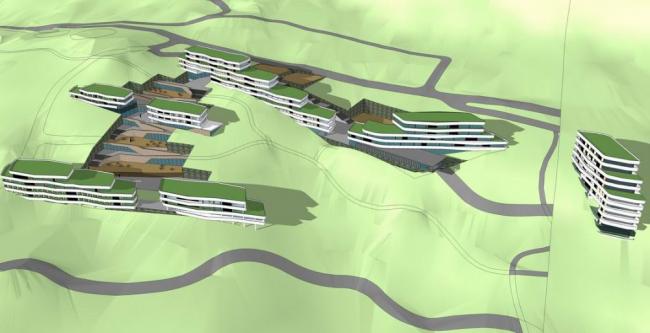 Modern Mountain Hotel and Homestay Model in SketchUp