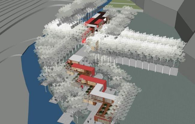SketchUp Business Model: Modern Commercial Design for Park Catering Street