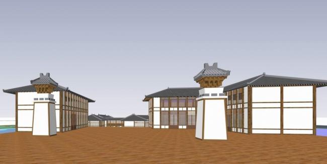 SketchUp Business Model: A Commercial Street Inspired by Chinese Design