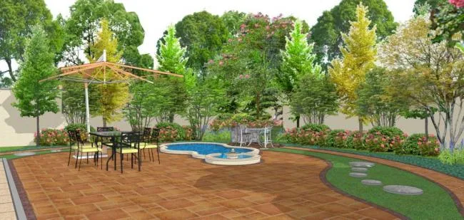 Sketchup Landscape Model | European Courtyard Landscape, Garden