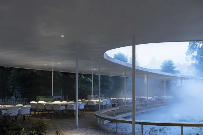 BIM Architecture | Clouds and Clouds, Ribbon Transcendence: Cloud Mirror · Flower Garden Warm Pot Restaurant/Muda Architecture